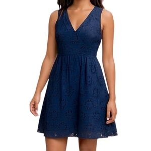Time and Tru Navy Eyelet Sleeveless Dress